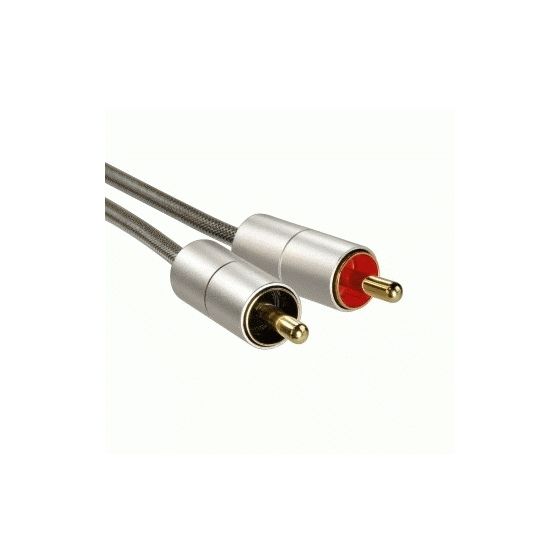 080865 Verbindungskabel AluLine Stecker 3,5 mm Klinke auf 2x Cinch 2 m  (Silber) 