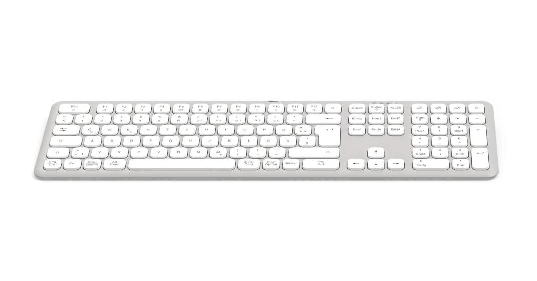 173064 WK-550 Heimbüro Tastatur RF Wireless + Bluetooth 2.4 GHz  (Grau, Weiß) 