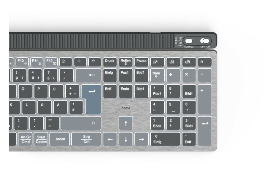 173068 WK-750 LED Heimbüro Tastatur Bluetooth 2.4 GHz (Anthrazit, Schwarz, Blau) 
