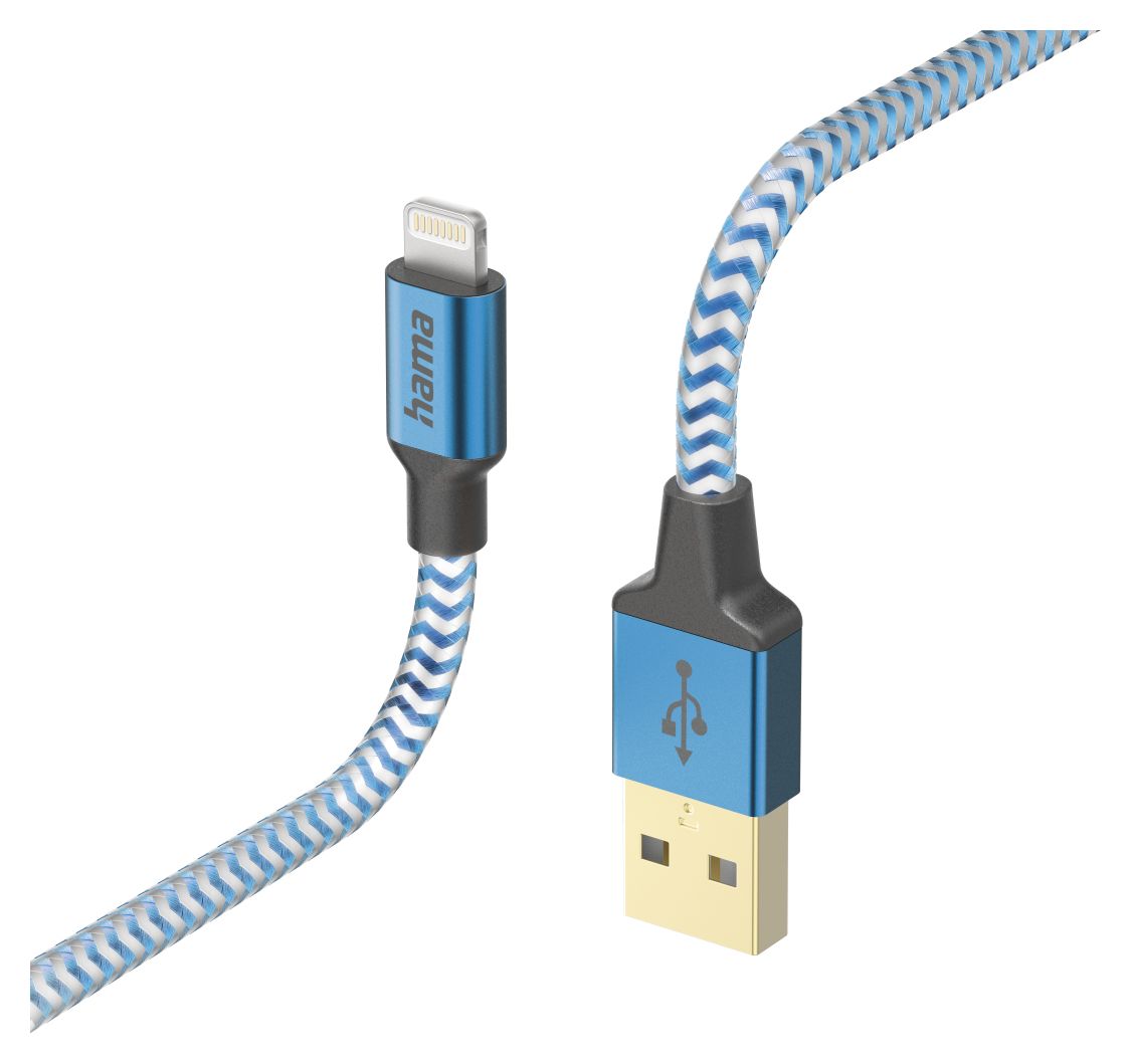 201553 Reflective Lightning auf USB A Männlich 1,5 m  (Blau) 