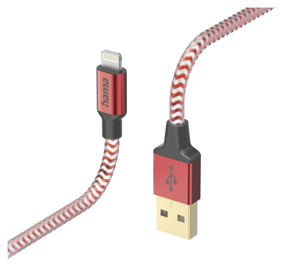 201554 Reflective Lightning auf USB A Männlich 1,5 m  (Rot) 