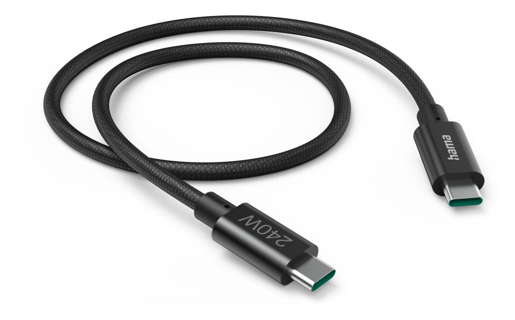 201702 5 Gbit/s Rundkabel USB C auf USB C Männlich bis 240 W 1,5 m  (Schwarz) 