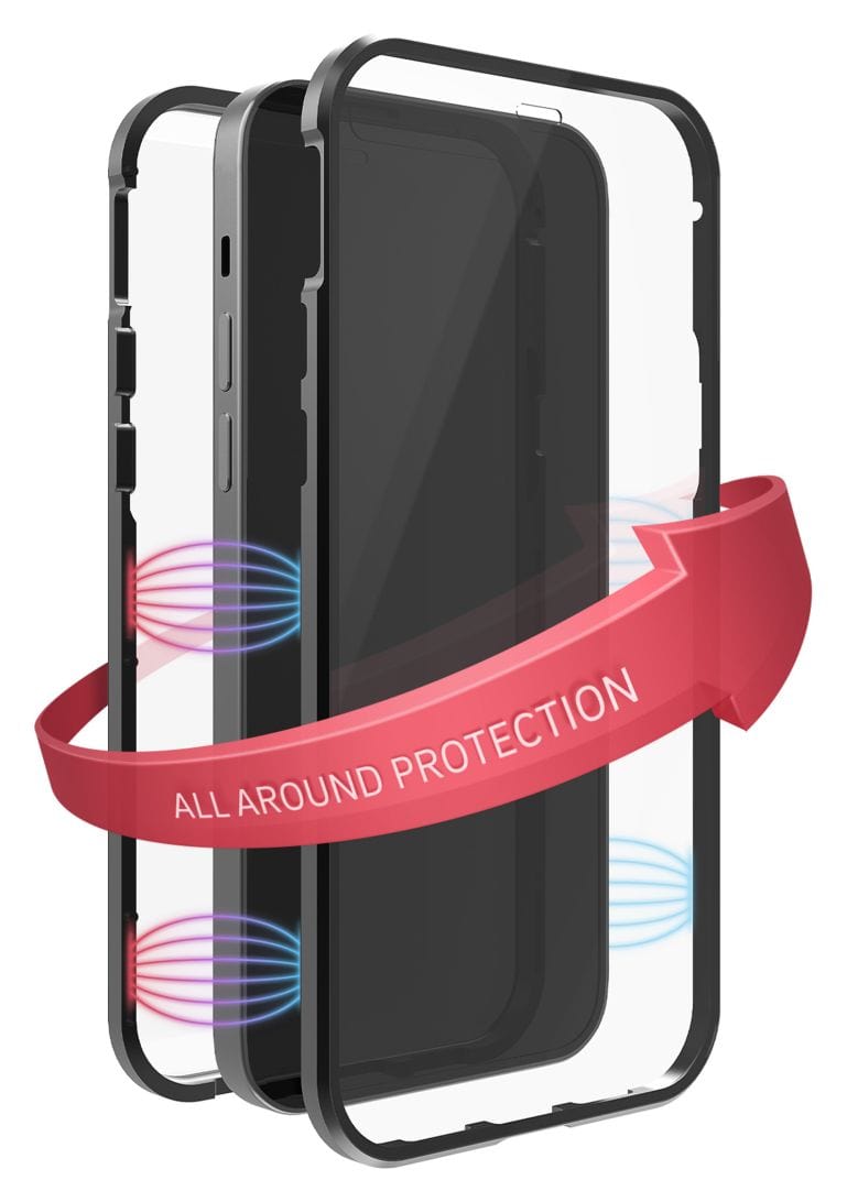 215154 360 Grad Glass Cover für Apple iPhone 14  (Schwarz/Transparent) 