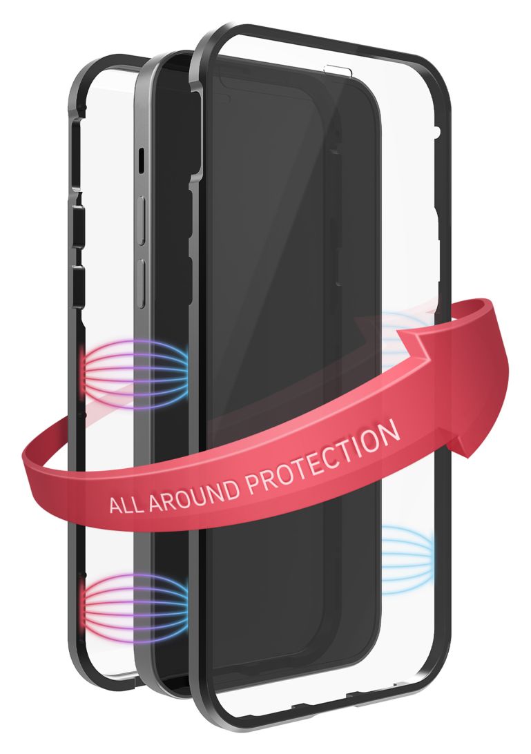 215181 360° Glass Cover für Apple iPhone 14 Plus (Schwarz, Transparent) 