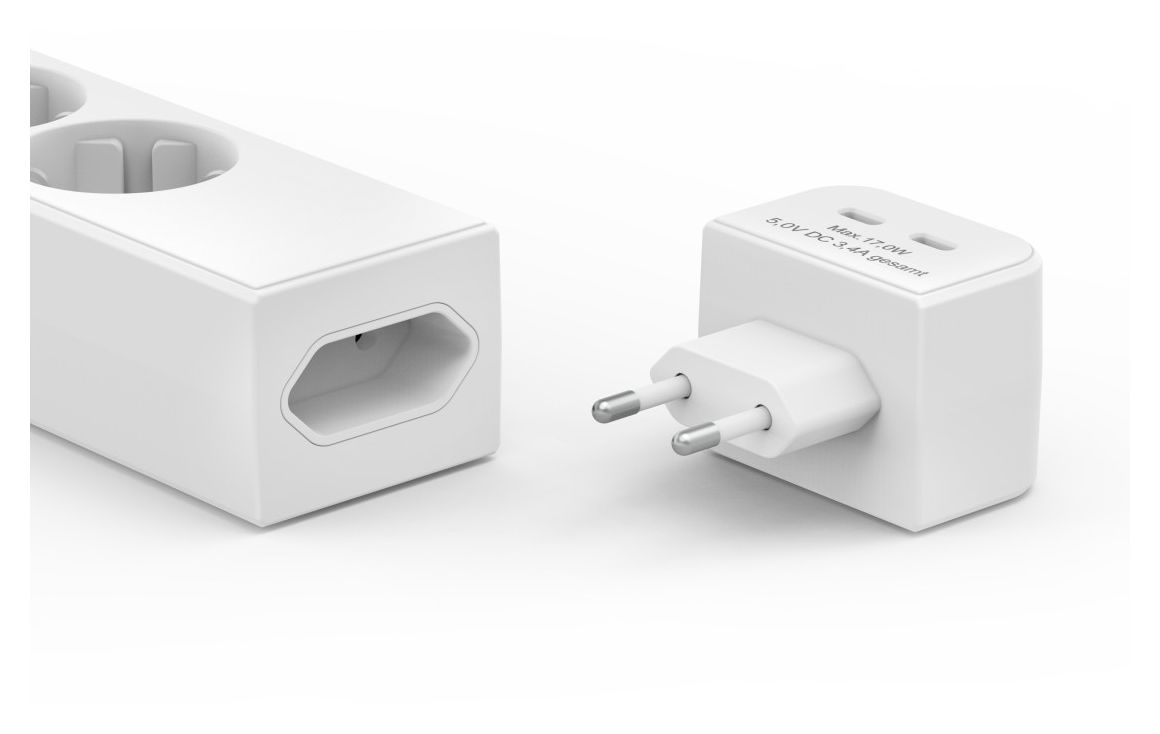 223191 Steckdosenleiste mit USB-C-Adapter 2-fach 17 W Schalter 5-fach 1,4 m  (Weiß) 