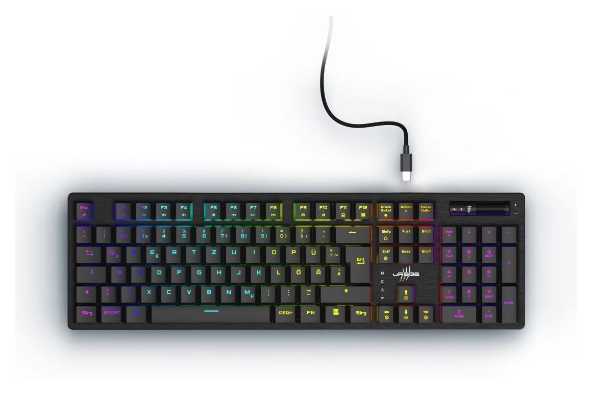 uRage Exodus 910 Low Profile RGB-LED Gaming Tastatur USB  (Schwarz) 