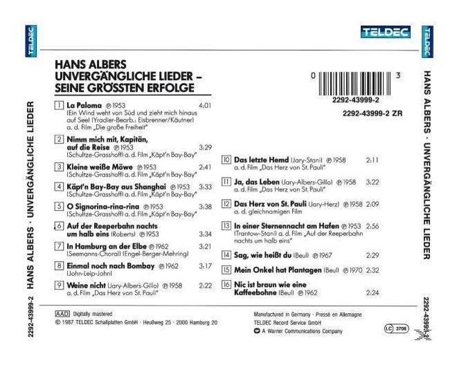 Hans Albers - Unvergängliche Lieder 