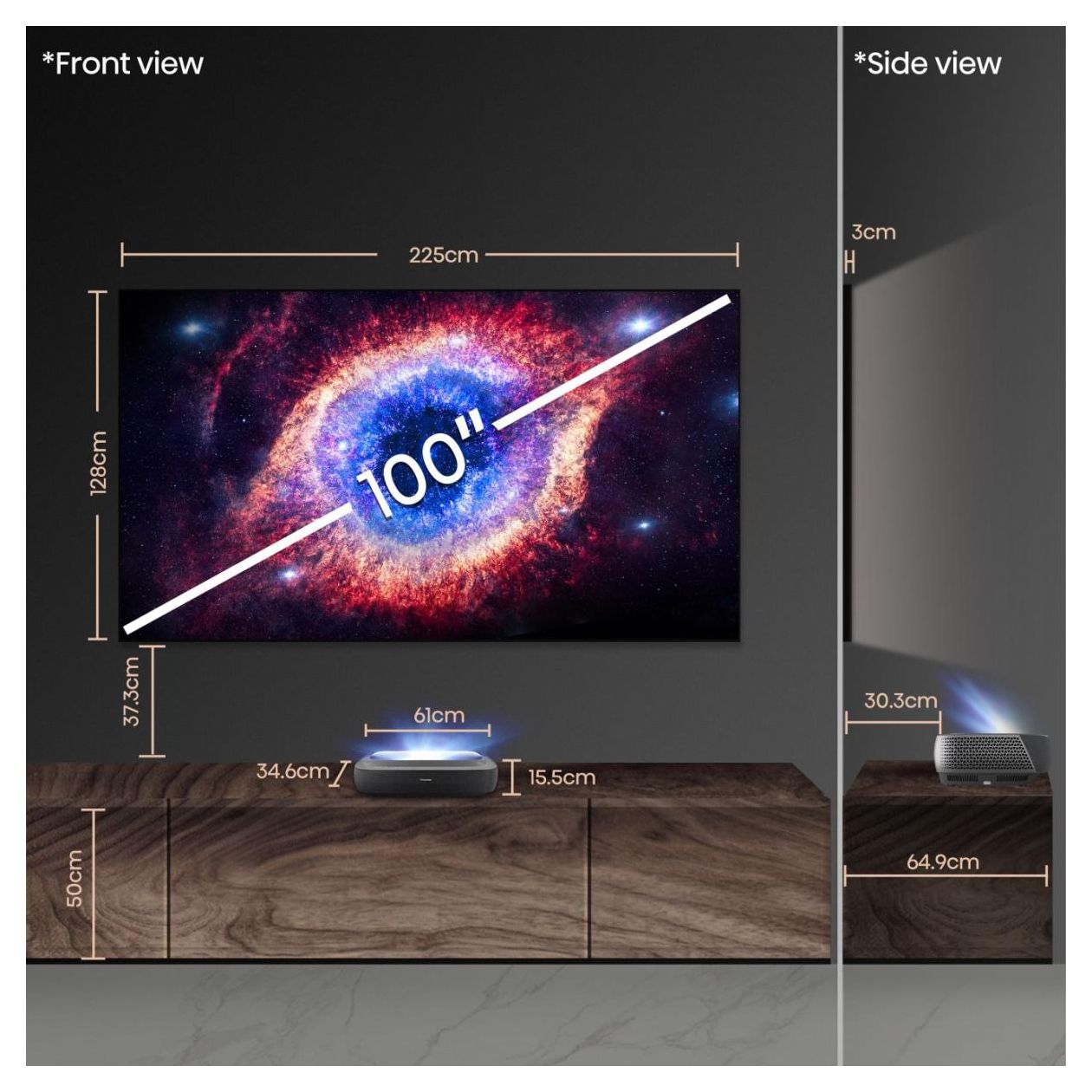 100L9HD 4K Laser TV inkl. Soft Daylight Screen 2,54 m (100 Zoll)  (Schwarz) 