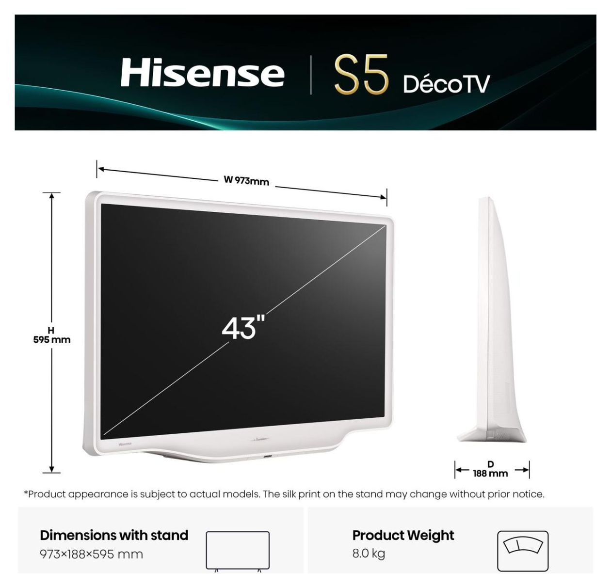 43S5DQ LED 109,2 cm (43 Zoll) Fernseher 4K Ultra HD  (Weiß) 