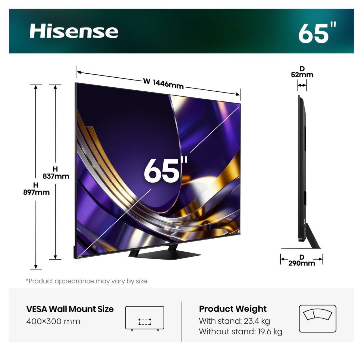 65U79S Pro LED 165,1 cm (65 Zoll) Fernseher 4K Ultra HD VESA 400 x 300 mm 