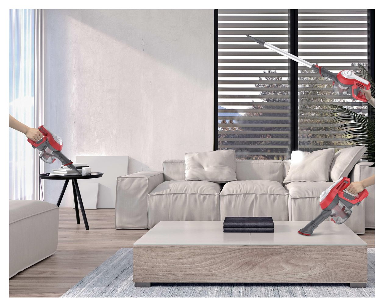 HF122RH011 Handstaubsauger Beutellos bis 40 min Laufzeit 22 V Stoff  (Rot, Silber) 