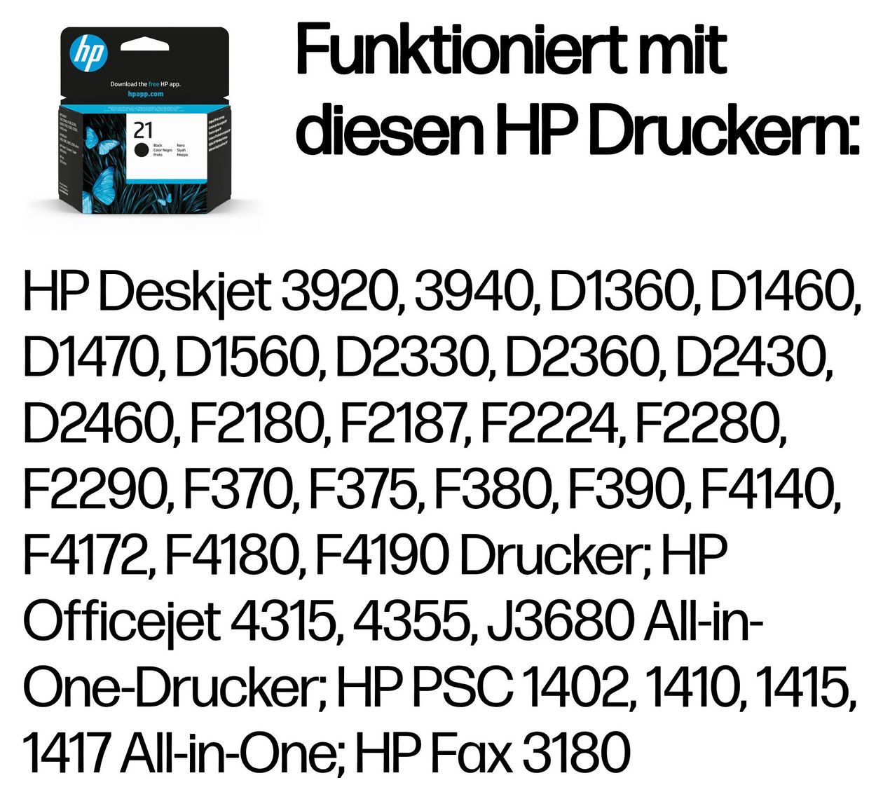 Nr.21 Druckerpatronen Schwarz 190 Seiten 