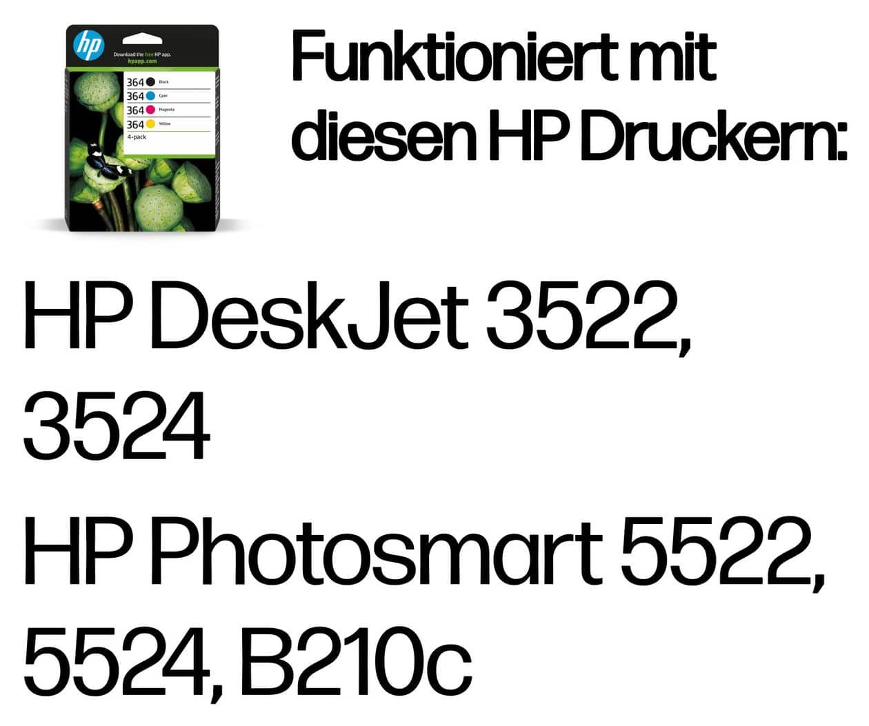 Nr.364 Druckerpatronen Schwarz, Cyan, Magenta, Gelb 6 ml 3 ml 300 Seiten 