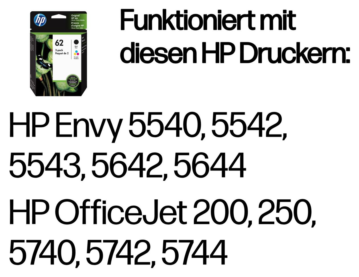 Nr.62 Druckerpatronen Schwarz/Cyan/Magenta/Gelb 200 Seiten 