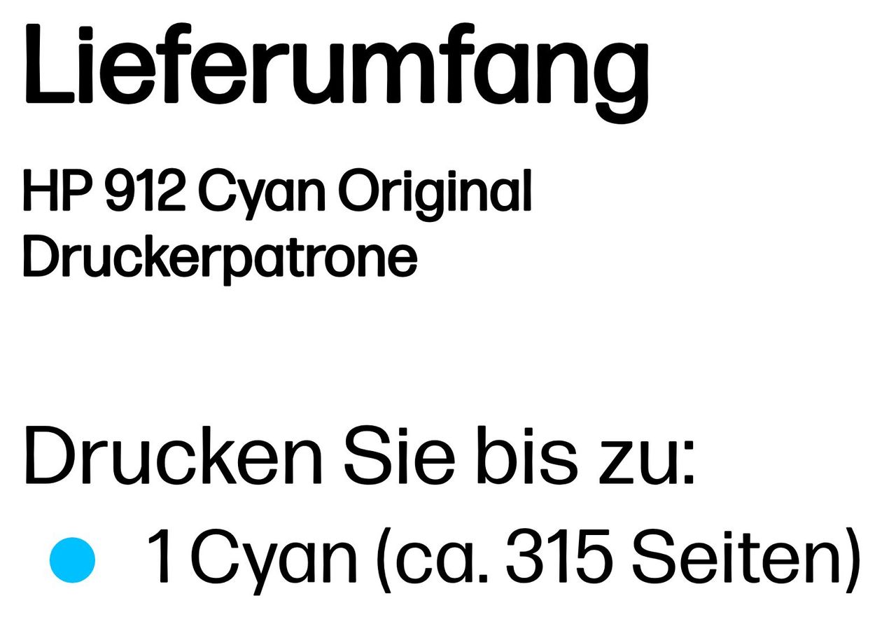 Nr.912 originale Druckerpatronen Cyan 2,9 ml 