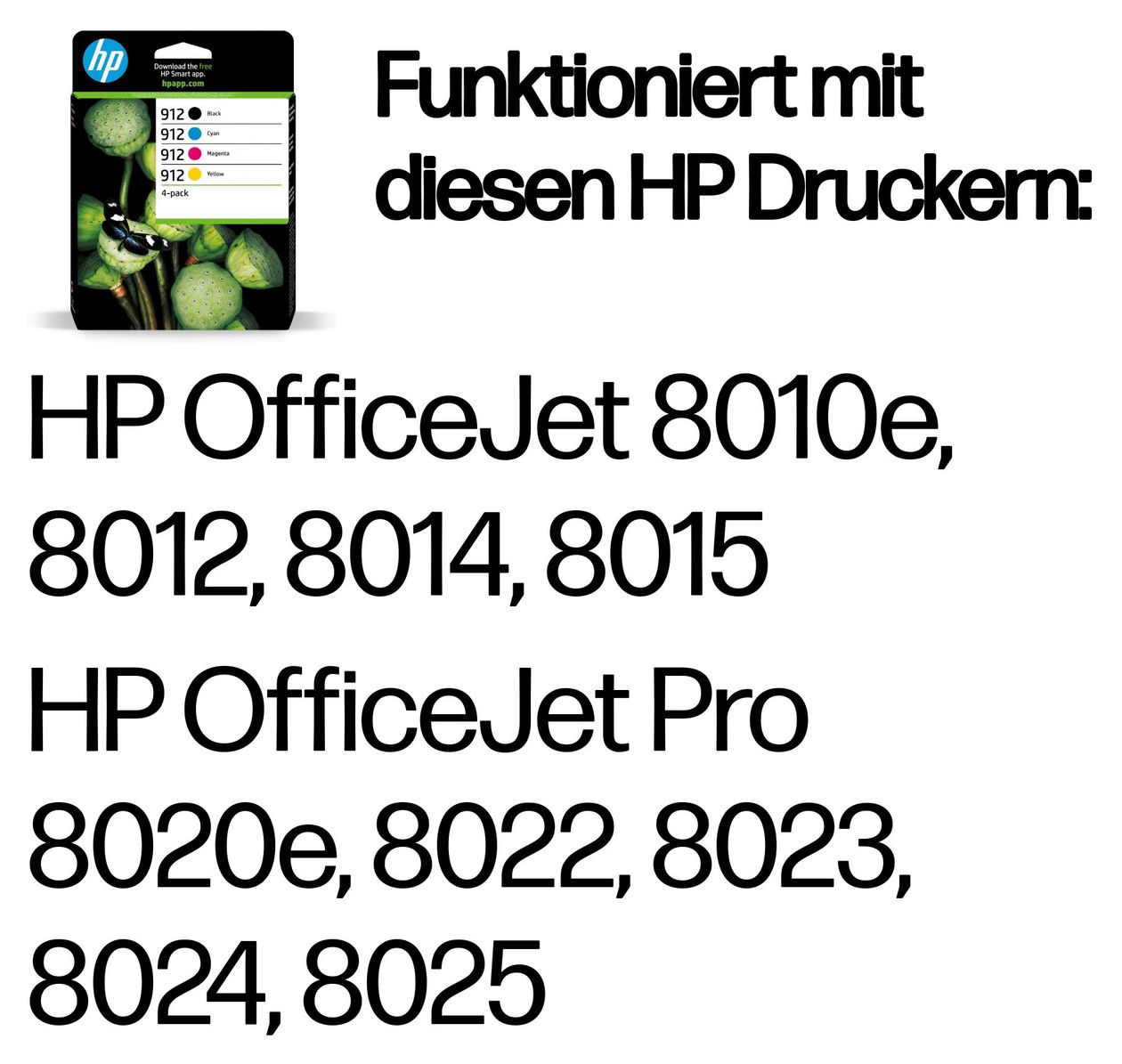 Nr.912 4er-Pack originale Druckerpatronen Schwarz, Cyan, Magenta, Gelb 6,5 ml 4 ml 250 Seiten 