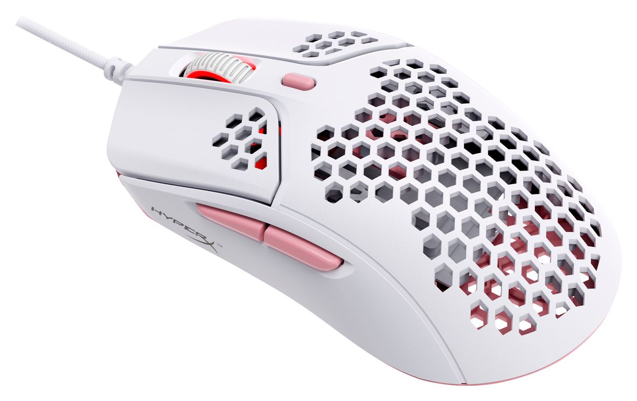 HyperX Pulsefire Haste 3200 DPI Gaming Maus Optisch  (Pink, Weiß) 