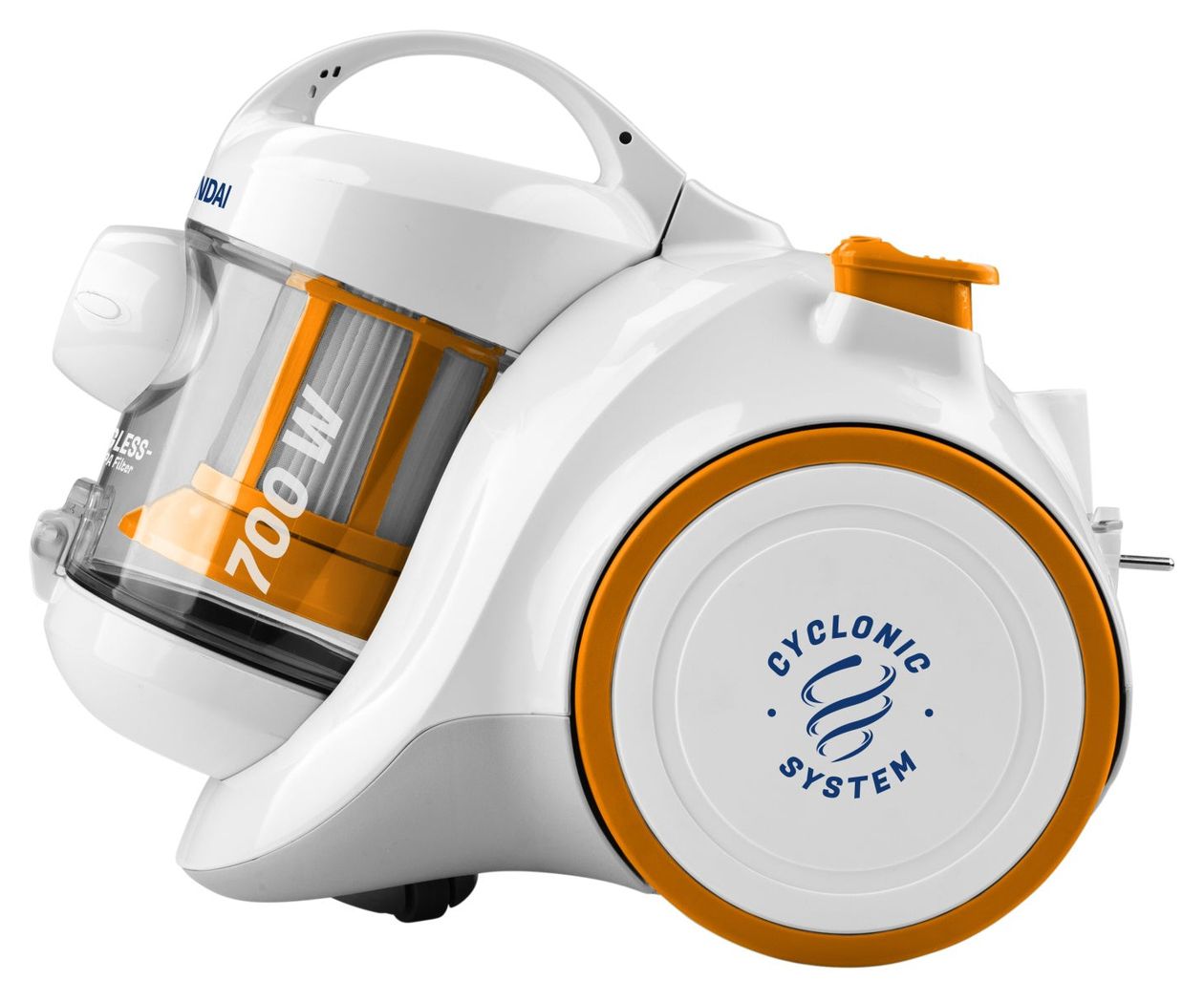VC009 Bodenstaubsauger Beutellos 700 W HEPA  (Weiß, Orange) 