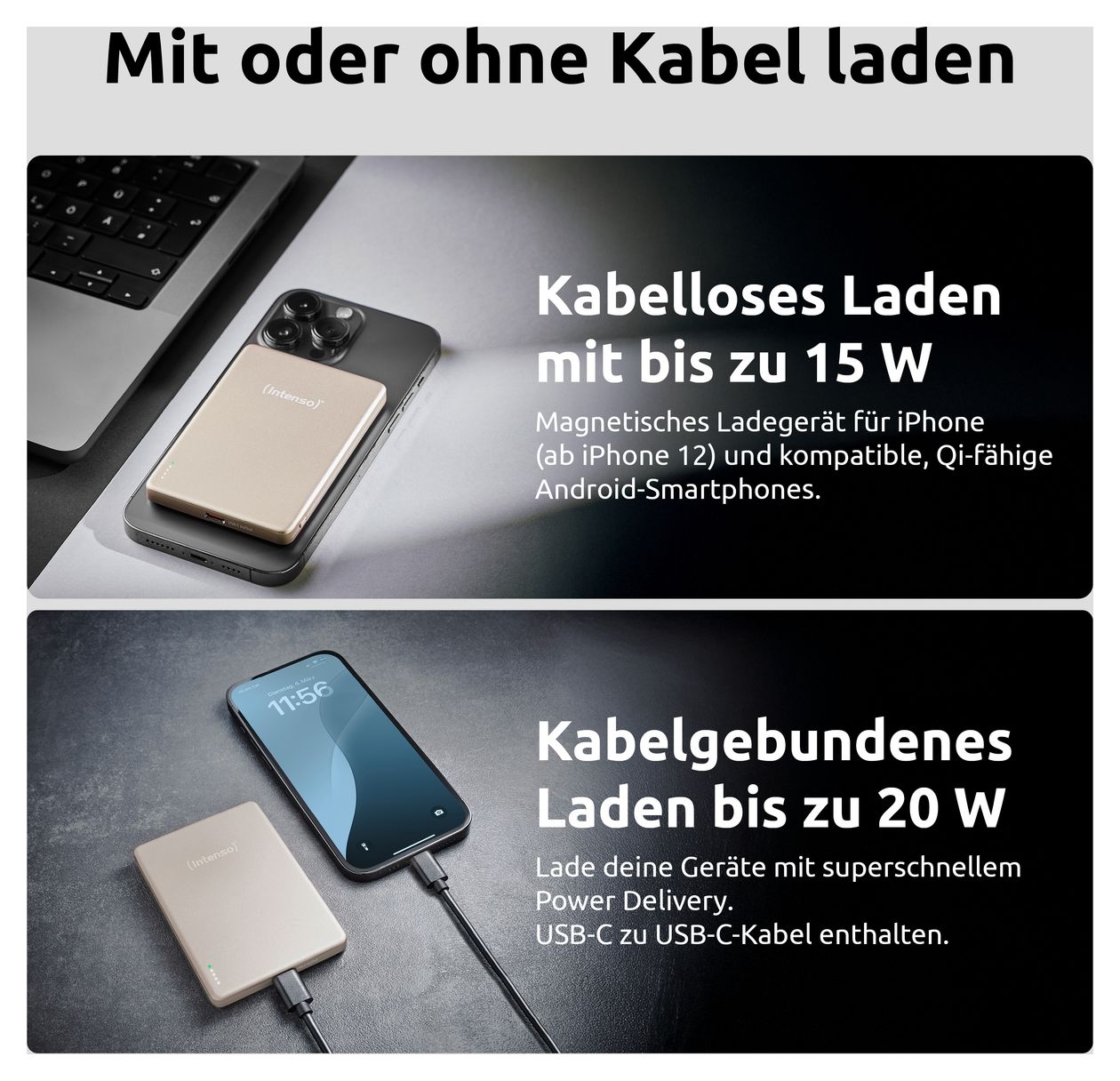 MW 5000 mAh Powerbank USB Typ-C Kabelloses Laden  (Champagner) 