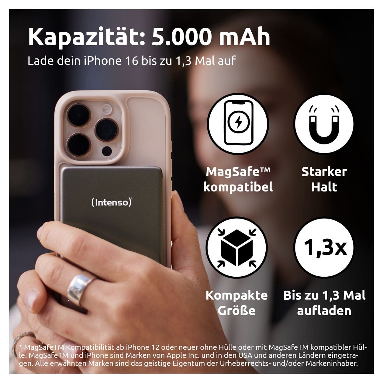 MW 5000 mAh Powerbank USB Typ-C Kabelloses Laden  (Grau) 