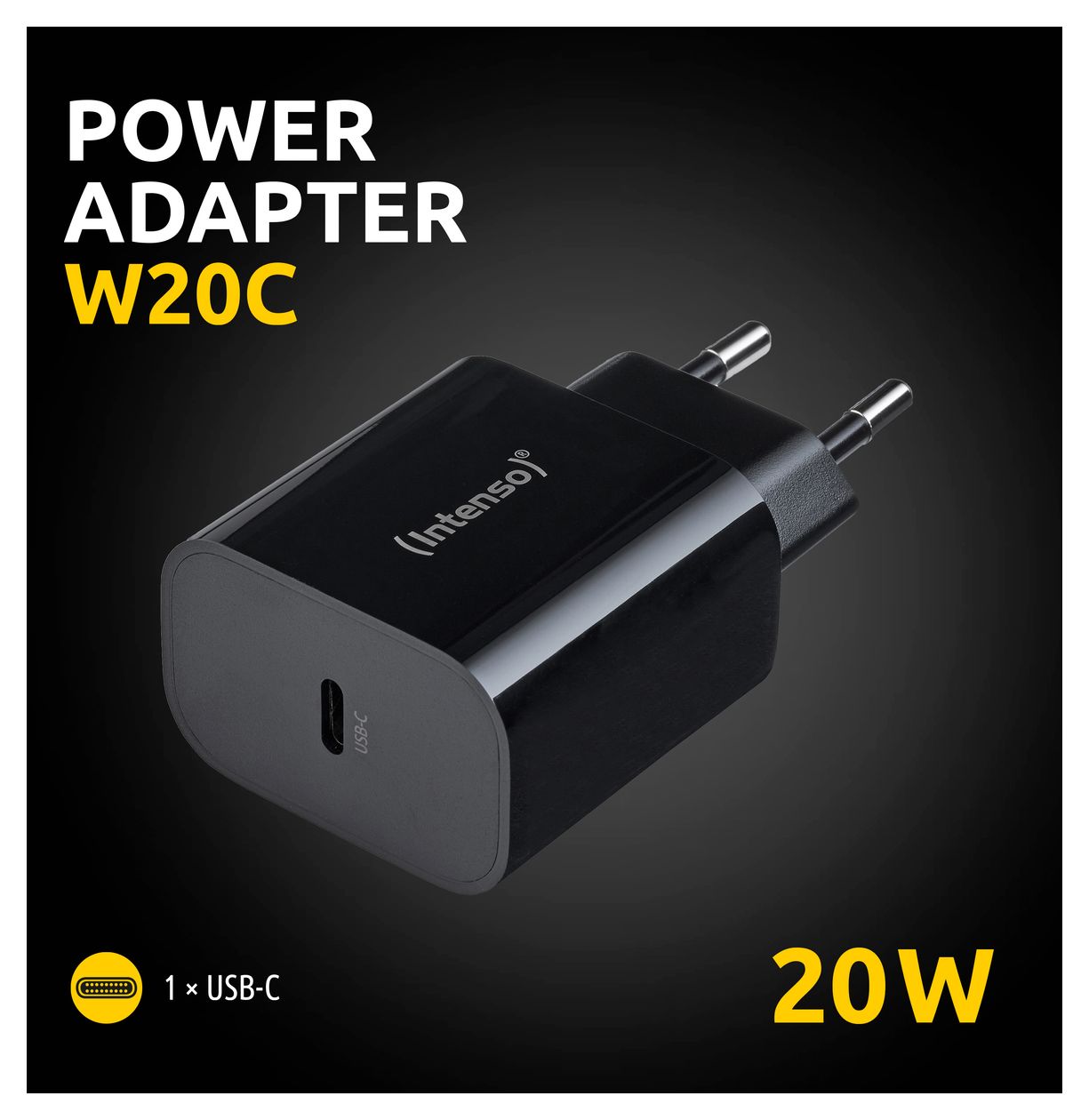 Power Adapter W20C, 20W, USB-C Anschluss, schwarz 