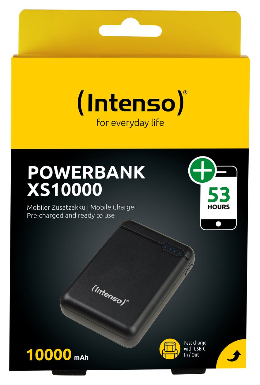 XS 10000 mAh Powerbank Micro-USB + USB Type-C  (Schwarz) 