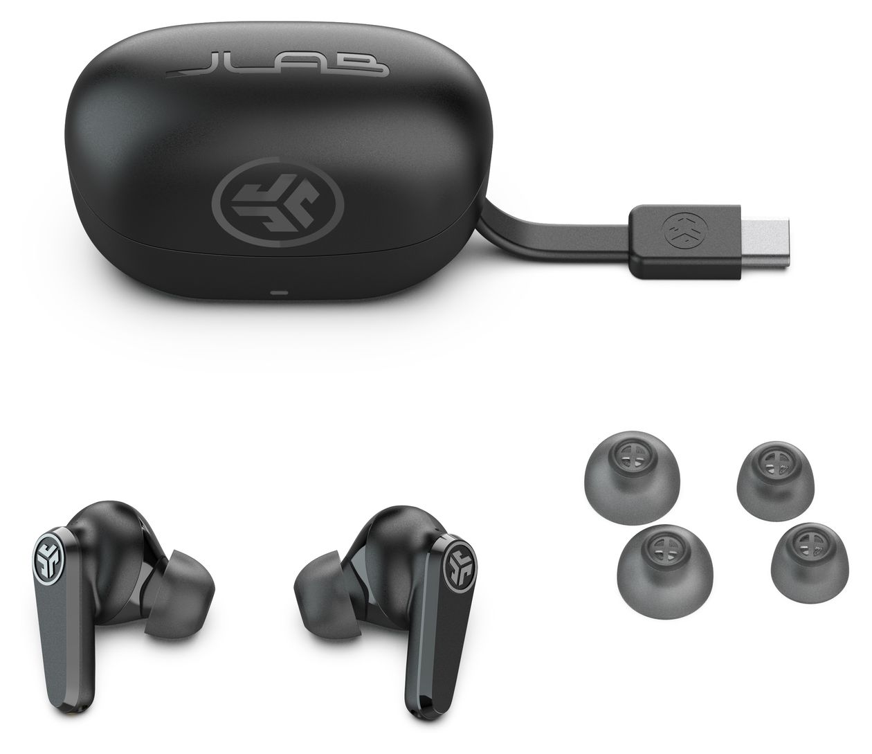 Go Pods ANC In-Ear Bluetooth Kopfhörer Kabellos TWS 26 h Laufzeit IP55 USB Typ-C  (Schwarz) 