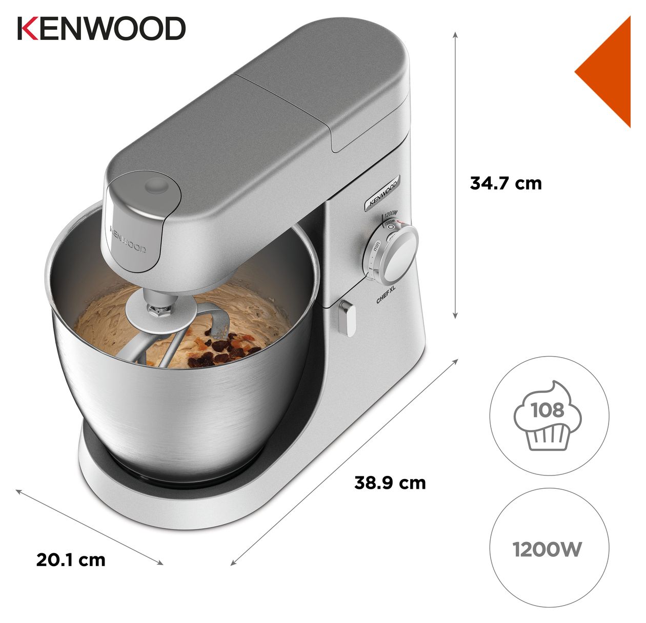 KVL4110S Chef XL 1200 W Küchenmaschine 6,7 l  (Silber) 
