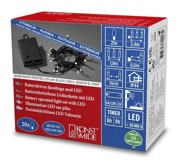3722-130 Lichterkette 20 LED Ultra-Warmweiß(2500K) Warmweiß Batterie/Akku 