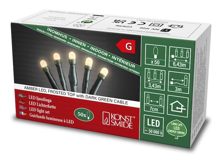 6343-820 Micro-Lichterkette gefrostet 50 LED 3630 mm Ultra-Warmweiß(2200K) Bernstein 