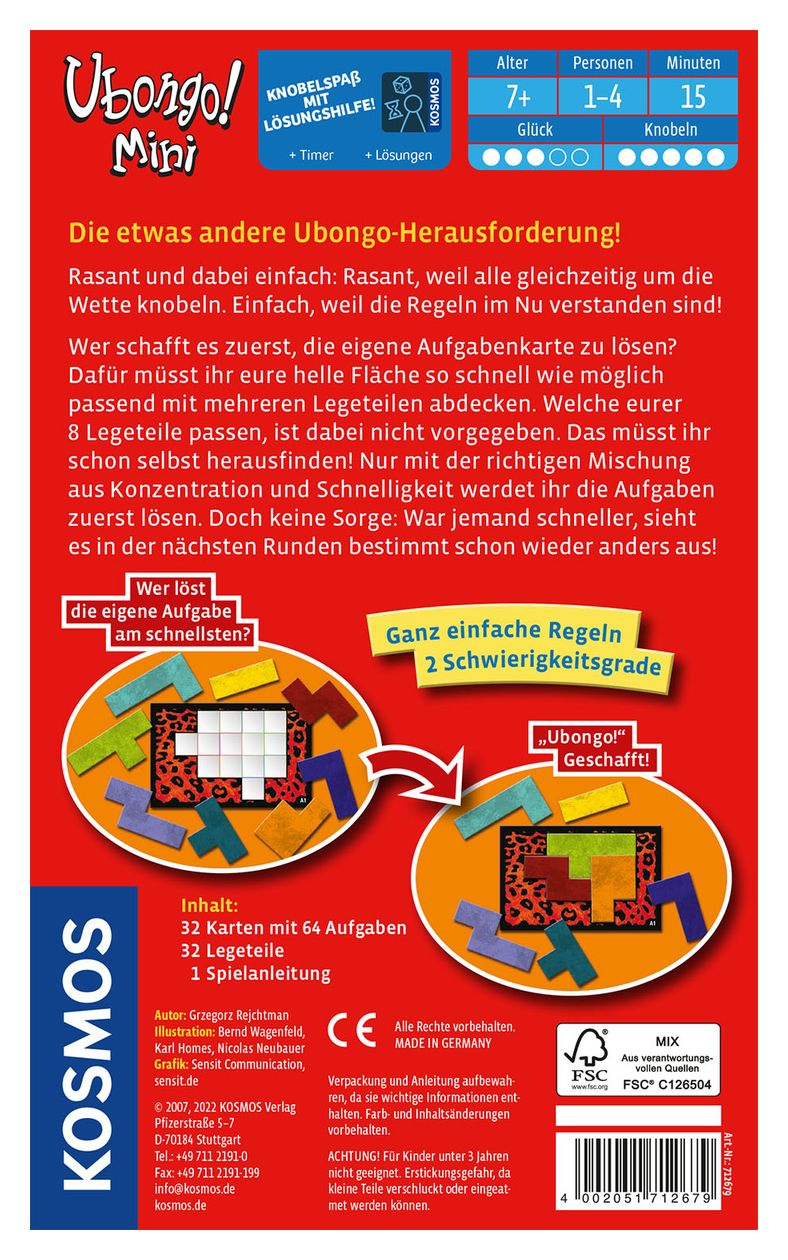 Ubongo Mini: Mitbringspiel Knobelspaß für Alle 
