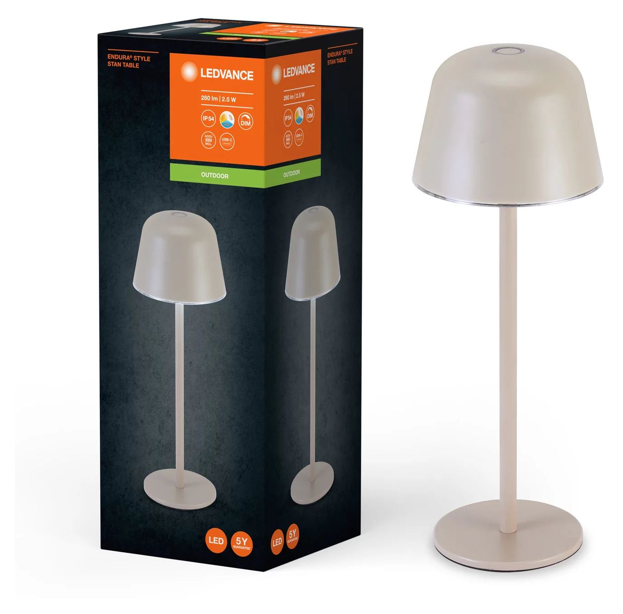 Endura Style Table LED Weiß (6500K) Kühles Tageslicht, Kaltweiße, Warmweiß Batterie/Akku 