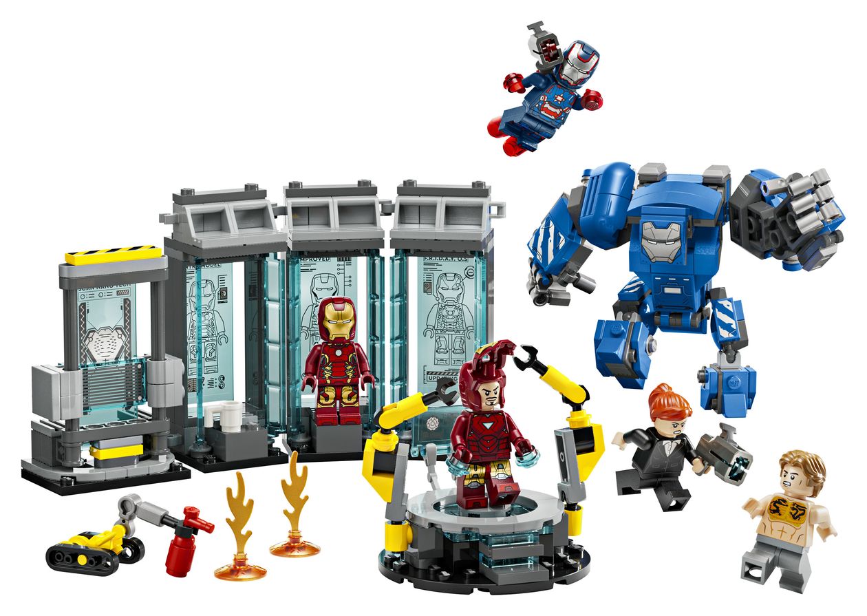 Marvel Iron Mans Labor Halle der Rüstungen Bauset 384 Teile  (Mehrfarbig) 