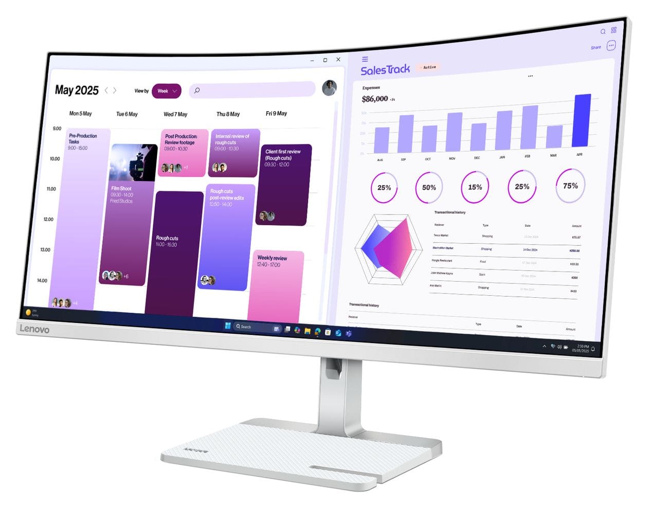 L34W-4C Quad HD Monitor 86,4 cm (34 Zoll) 21:9 6 ms 350 cd/m²  (Grau) 