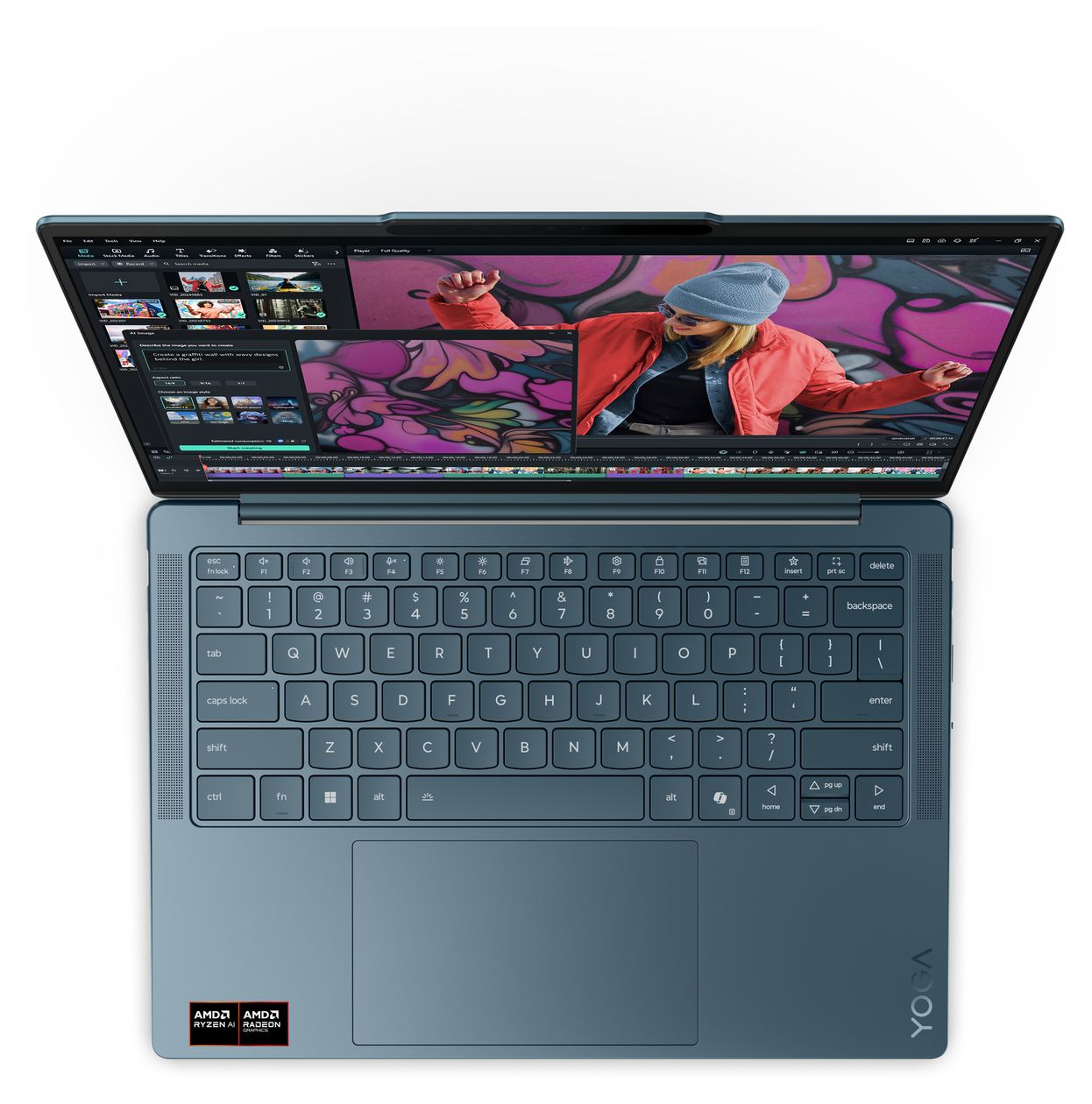 Yoga Slim 7 14AKP10 Copilot+ 2K Ultra HD Notebook 35,6 cm (14 Zoll) 2880 x 1800 Pixel 1 TB SSD Windows 11 Home AMD Ryzen 7 max. 5 GHz  (Türkis) 