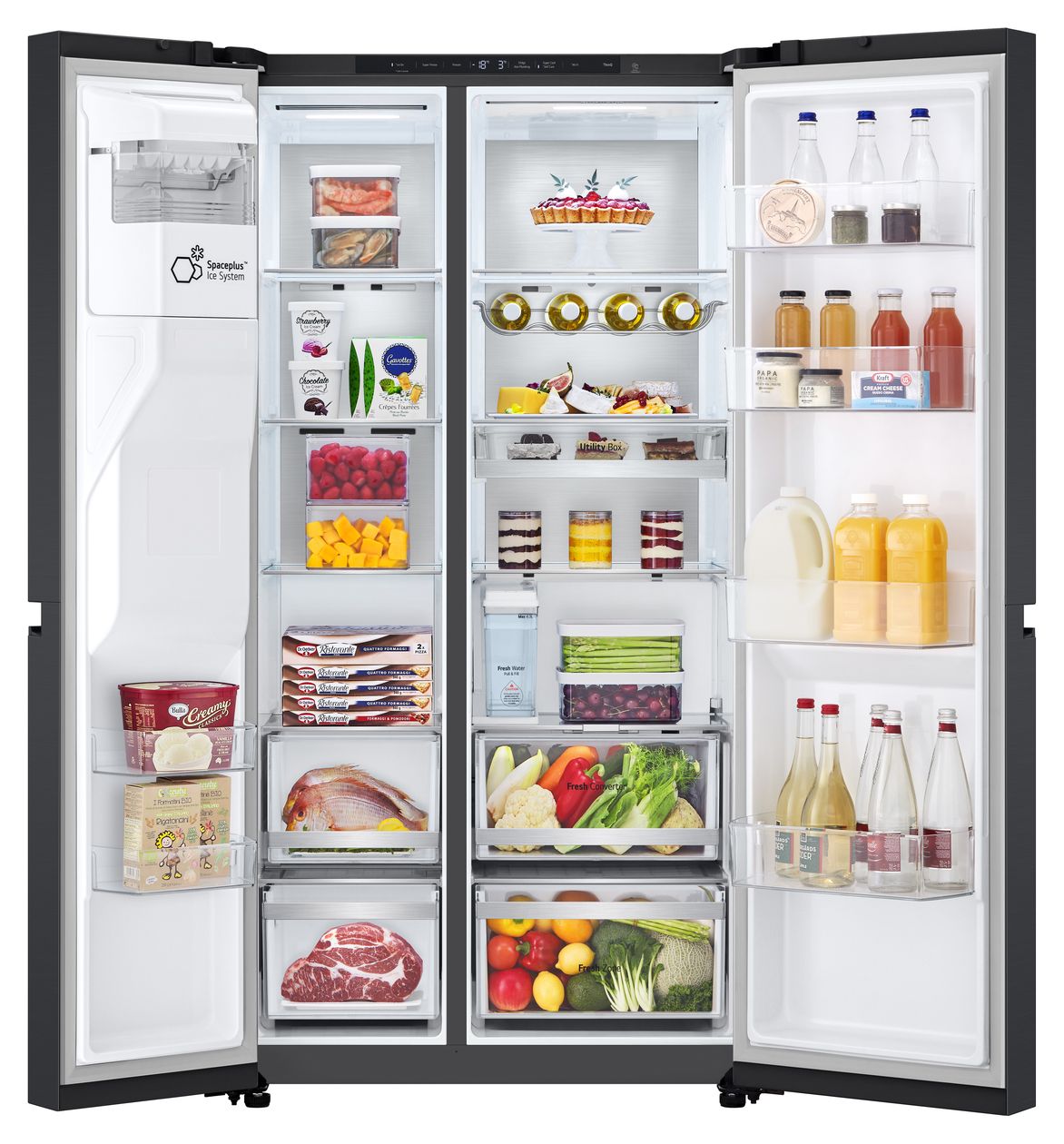 GSLE91EVAC Side-by-Side Kühl-/ Gefrierkombination 407 l / 221 l 224 kWh NoFrost 1790 mm x 913 mm  (Schwarz) 