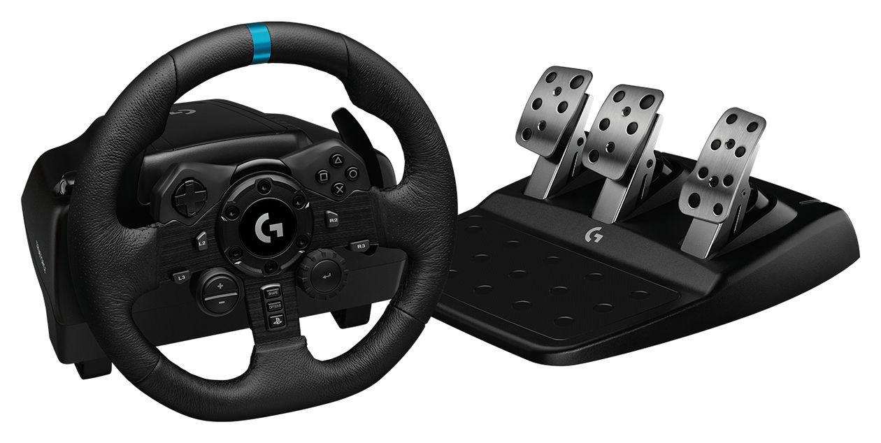 G923 Analog / Digital Lenkrad + Pedale für PC, PlayStation PS4, PlayStation PS5  (Schwarz) 