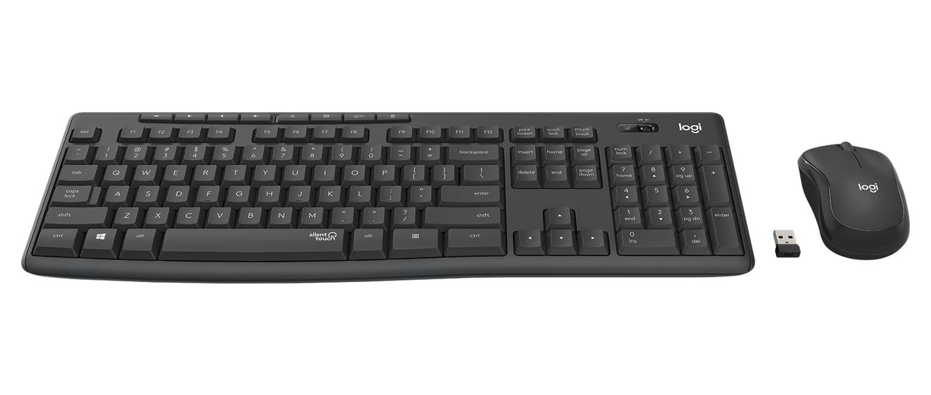 MK295 Silent Wireless Combo Büro Tastatur RF Wireless 2.4 GHz  (Graphit) 