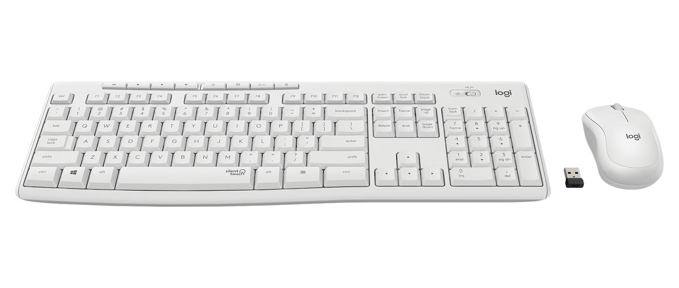 MK295 Silent Wireless Combo Büro Tastatur RF Wireless 2.4 GHz  (Weiß) 