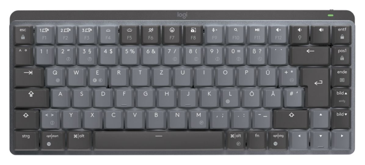 MX Mini Mechanical LED Büro Tastatur RF Wireless + Bluetooth 2.4 GHz  (Graphit) 
