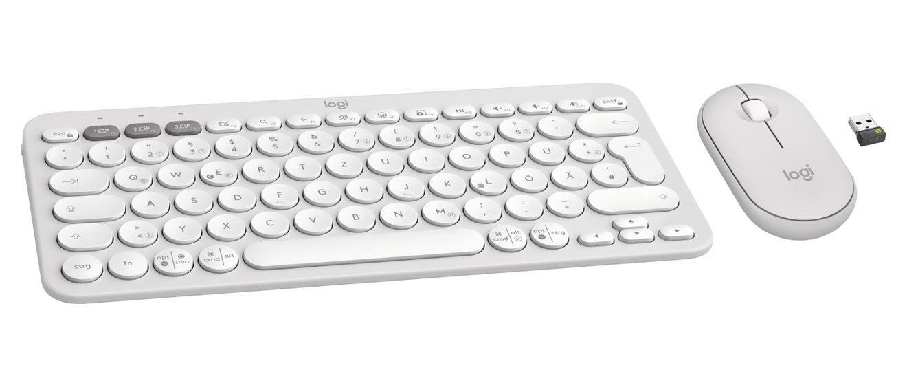 Pebble 2 Combo Universal Tastatur RF Wireless + Bluetooth  (Weiß) 