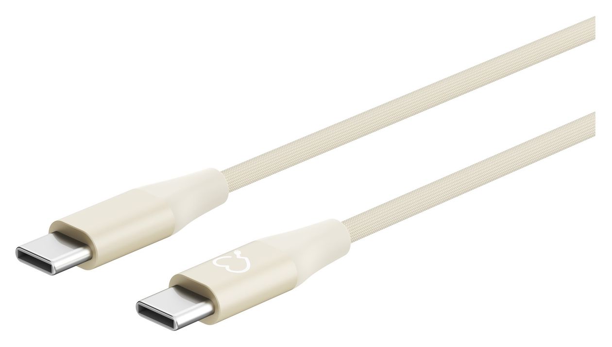 Premium Ladekabel 0,48 Gbit/s Stecker Rundkabel USB C auf USB C bis 60 W 1,5 m  (Beige) 