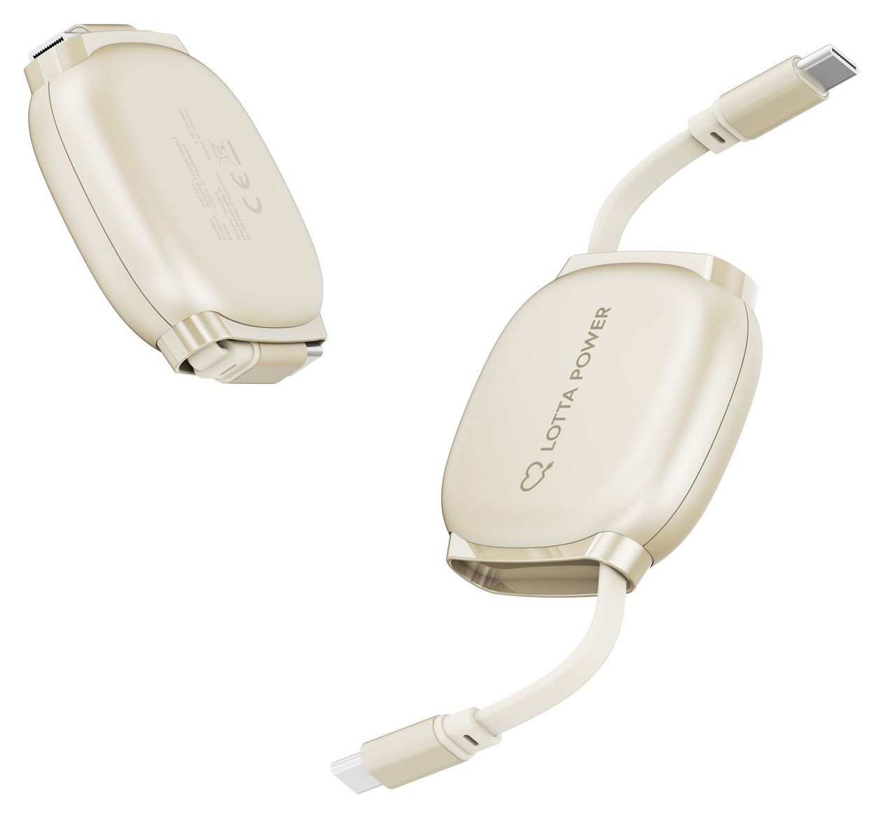 Ausziehbares Ladekabel 0,48 Gbit/s Stecker Rundkabel USB C auf USB C bis 100 W 1 m  (Beige) 