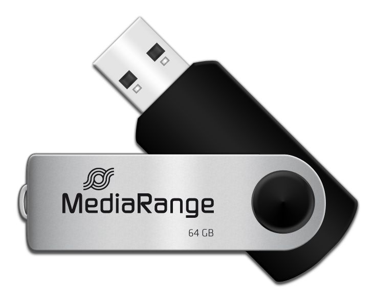 MR912 USB Type-A / Micro-USB Stick 64 GB  (Schwarz, Silber) 