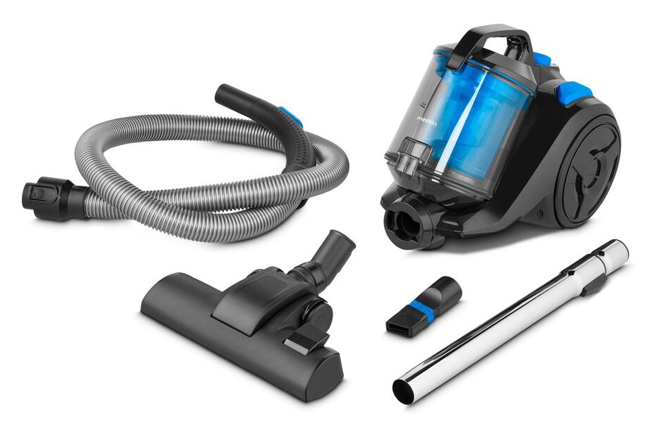 E2001 MD12078 Bodenstaubsauger Beutellos 800 W HEPA (Transparent, Schwarz, Blau) 