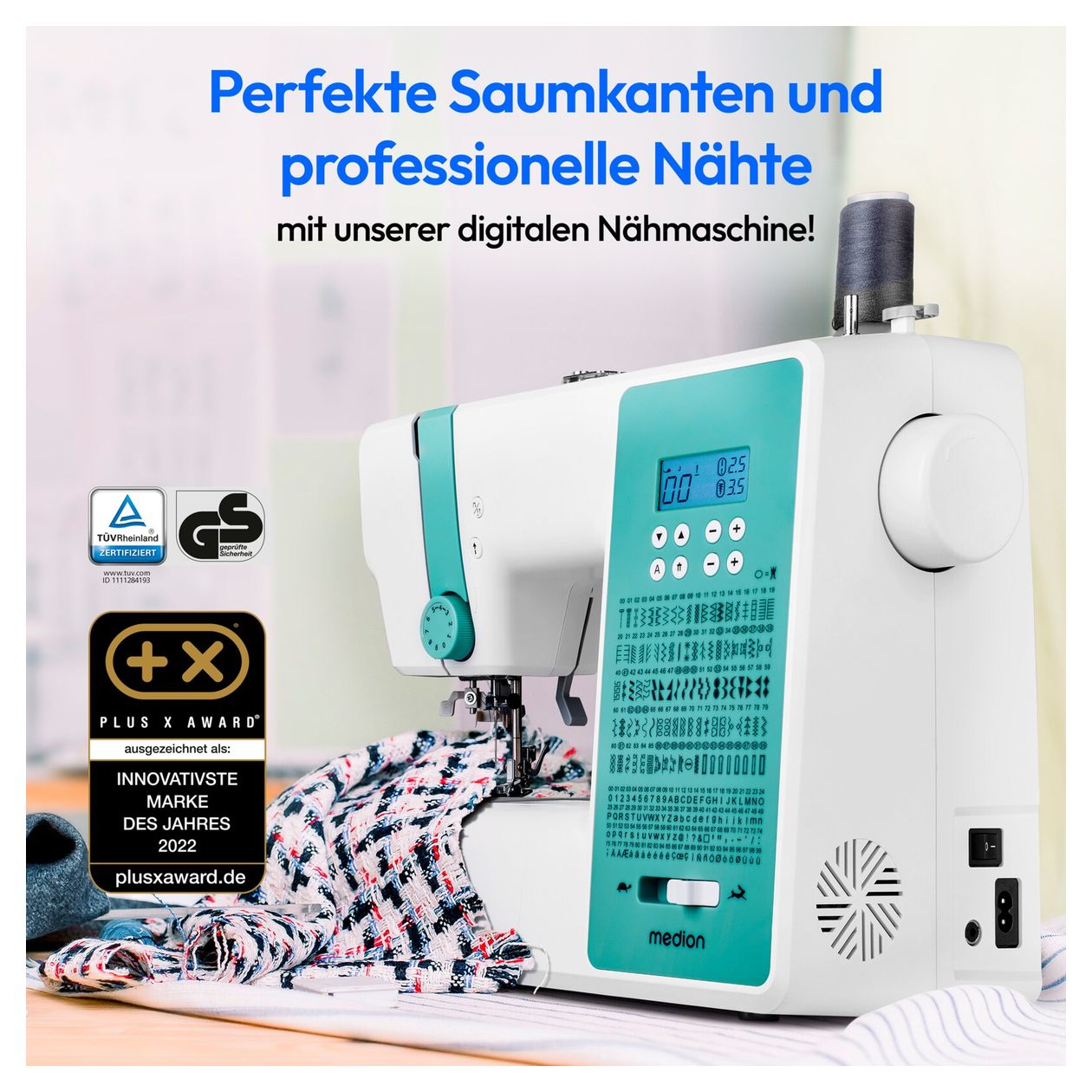 LIFE® Digitale Nähmaschine SD36 (MD11881) einstellbare Stichlänge und Stichbreite, 270 Stichmuster, Integriertes Zubehörfach, 36 Watt Motorleistung 