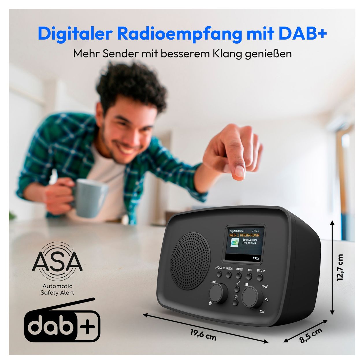 Life DRE-1 Bluetooth DAB+, UKW, FM Radio Persönlich Wasserfest IPX1  (Schwarz) 