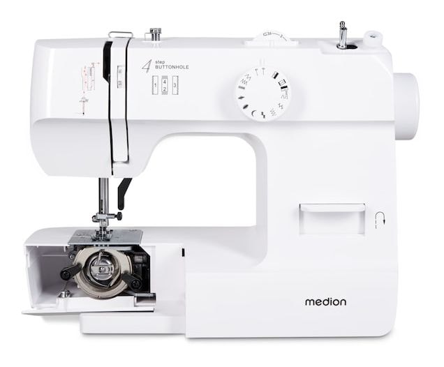 LIFE Nähmaschine SM70 (MD 11179) 12 verschiedene Stickmuster, 4 Schritte Knoploch, einstellbare Stichlänge, 70 Watt Motorleistung 