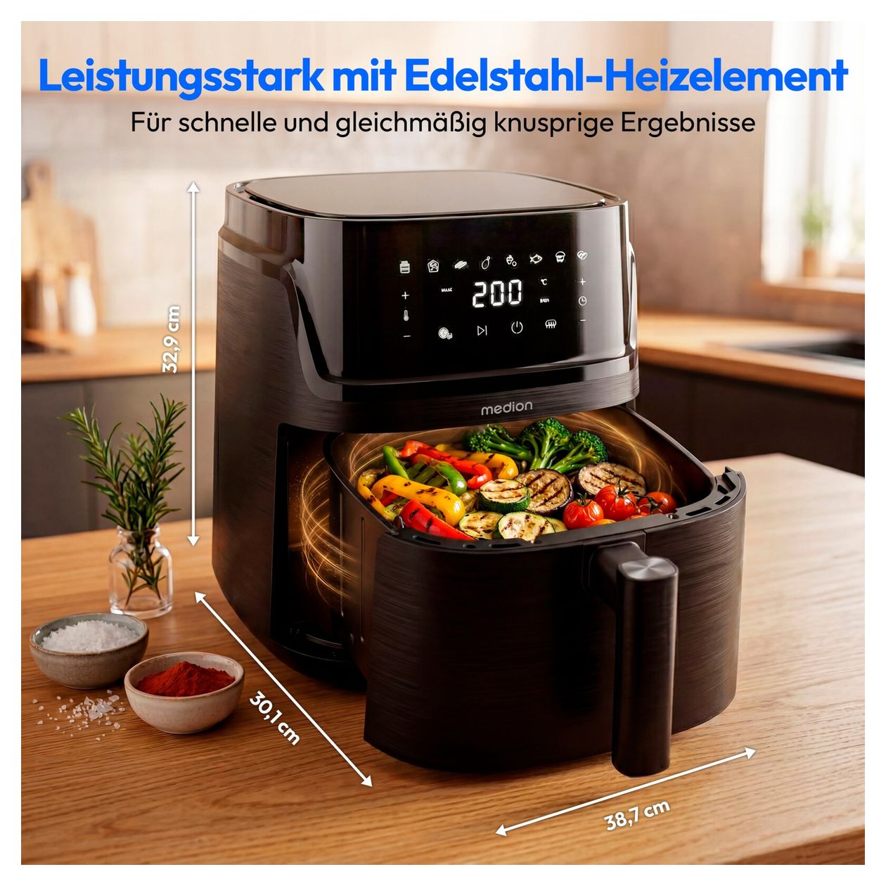 Life P15 XL Eigenständig Heißluftfritteuse 7,2 l 1650 W  (Schwarz) 