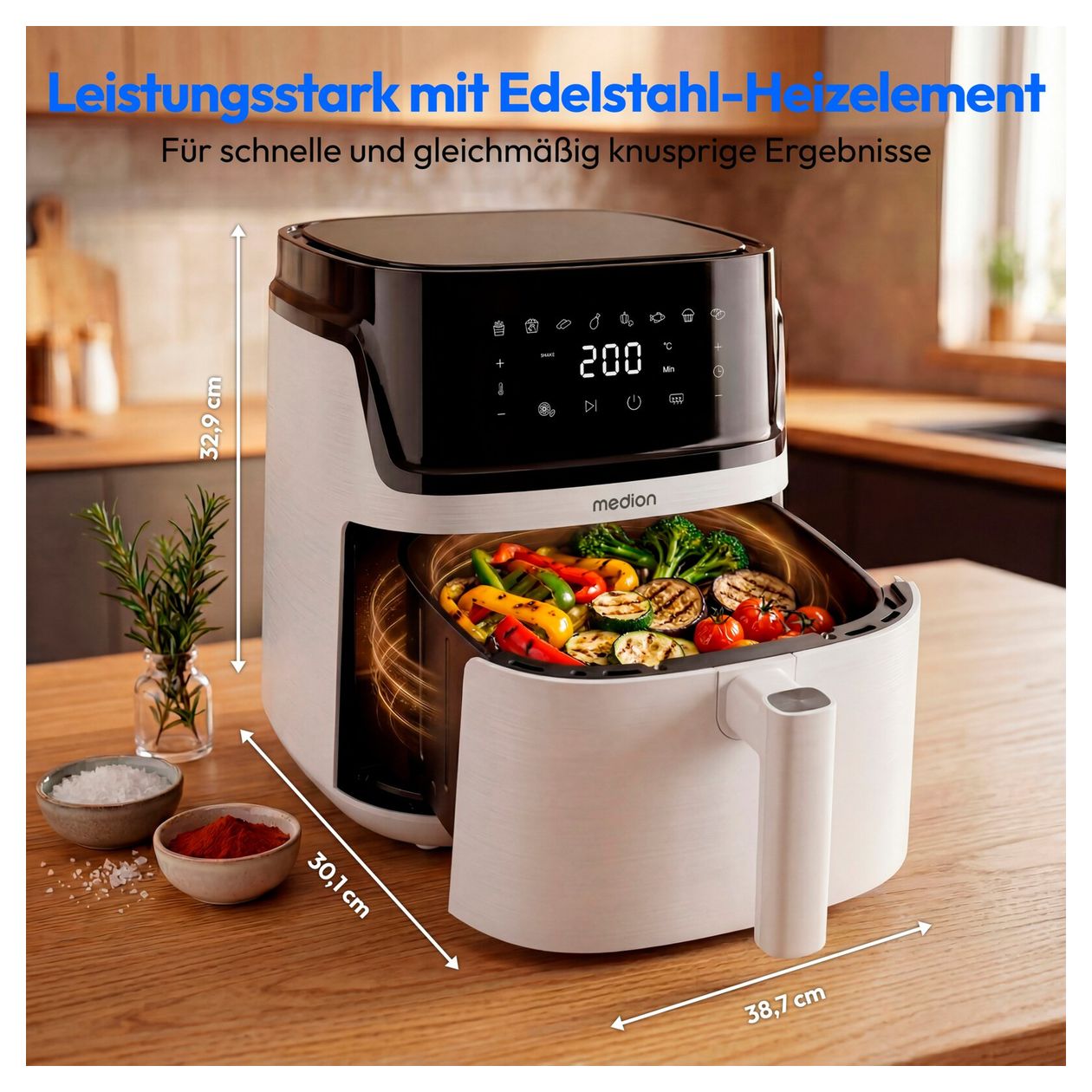 Life P15 XL Heißluftfritteuse 7,2 l 1650 W  (Weiß, Schwarz) 